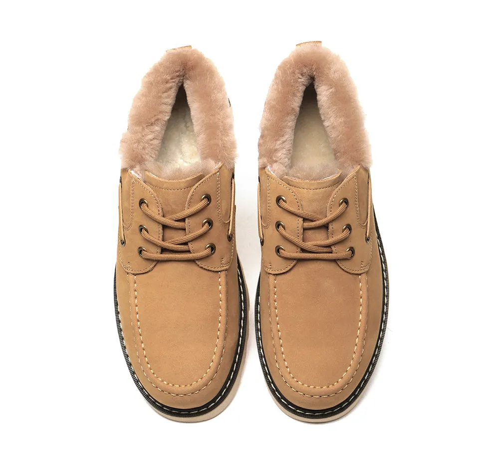 EVERAU® Lace Up Sheepskin Casual Men Shoes Trekker